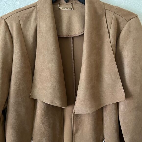 T Tahari Women Suade Open front Coat XL - Picture 4 of 7